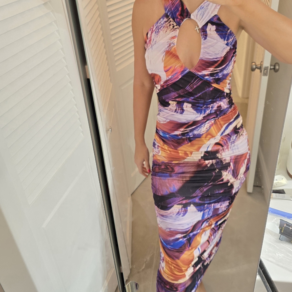 Multicolor Halter Neck Dress